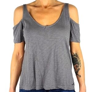 O'Neill Open Shoulder Short Sleeve Top Size Small Grey